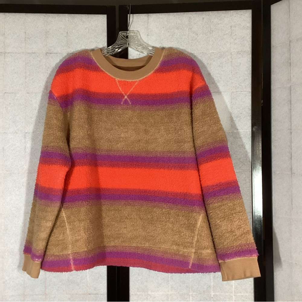 Koolaburra by UGG Women’s Large Sherpa Pullover Sweater Striped Warm & Cozy